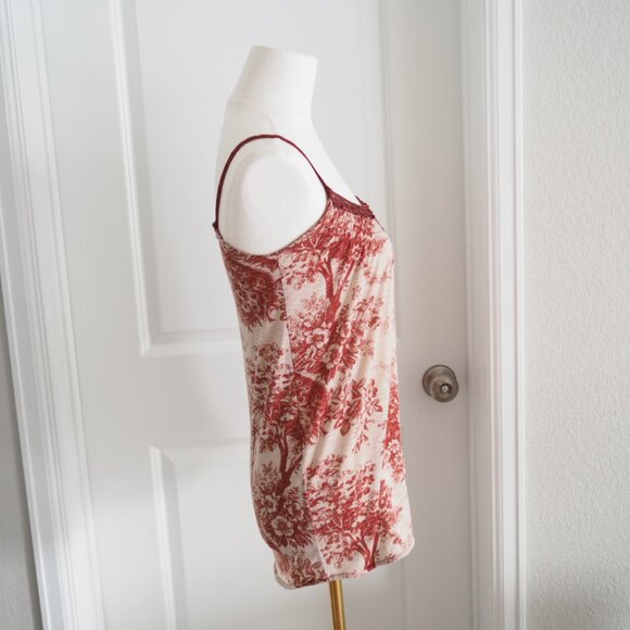 Rare! Kimchi & Blue Red and Cream Camisole With Peacock Toile Print Sz XS - Picture 11 of 15